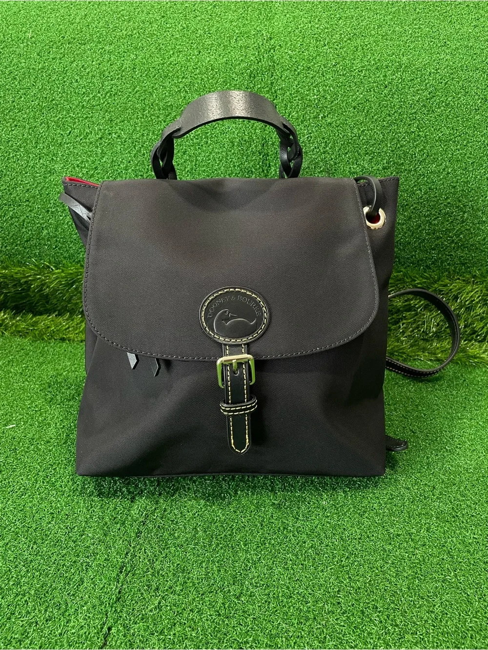 Dooney & Bourke Nylon Flap Backpack Black 12” x10” Jul 026)